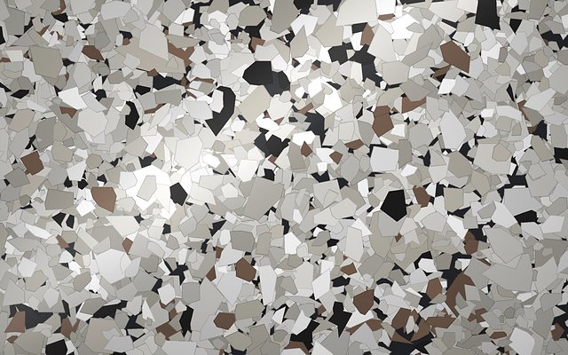 Rendered swatch of Canyon flake colors: taupe, off-white and white with black and chocolate specks
