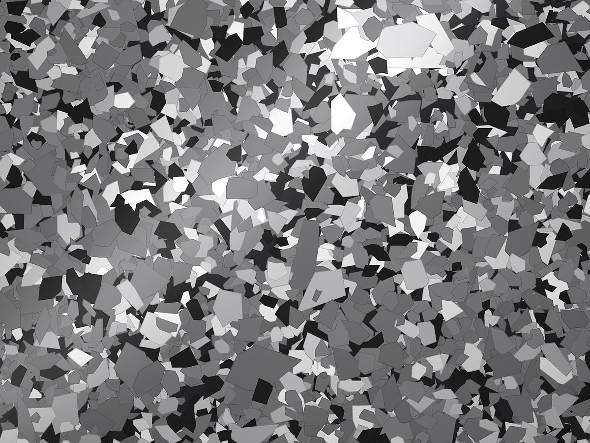 Rendered swatch of Gun Metal flake colors: charcoal, black, pale gray, white