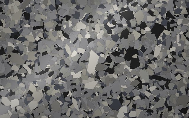 Rendered swatch of Midnight Granite flake colors: charcoal with black, blue slate and gray